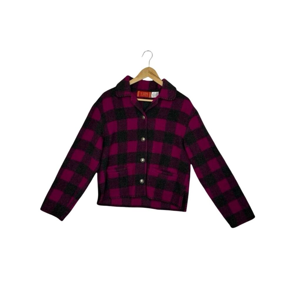 LD BURKE of SANTA FE Wool Blend Pink & Black Button Front Jacket Size Small